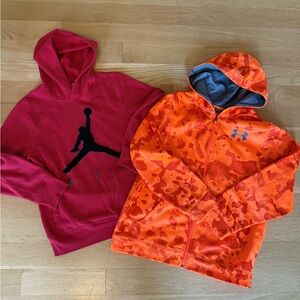 Bundle: Jordan Air and Under Armour Boys Hoodie and Full Zip Hoodie
